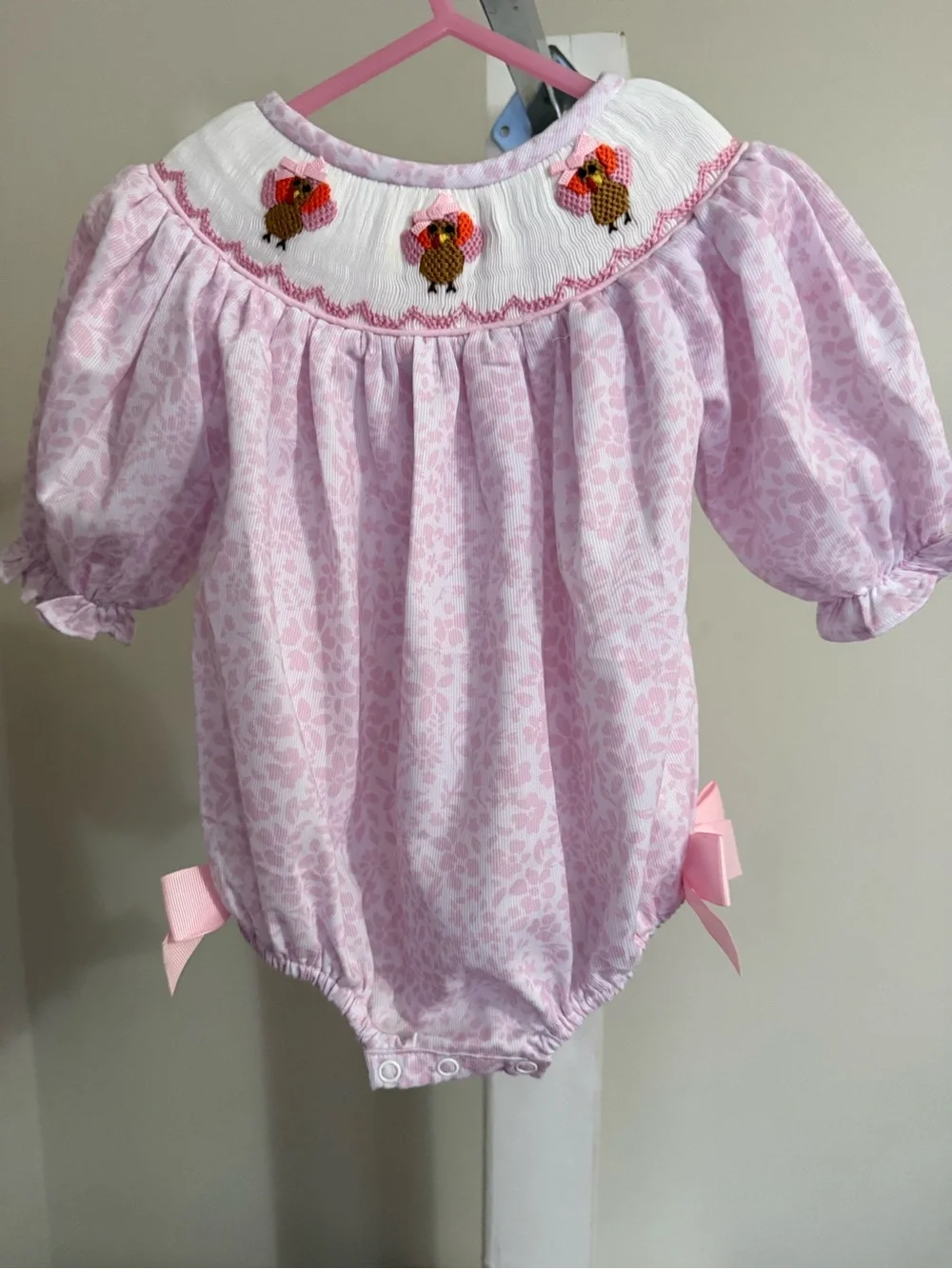 Newborn Southern Smocking Co Smocked Thanksgiving Bubble Romper